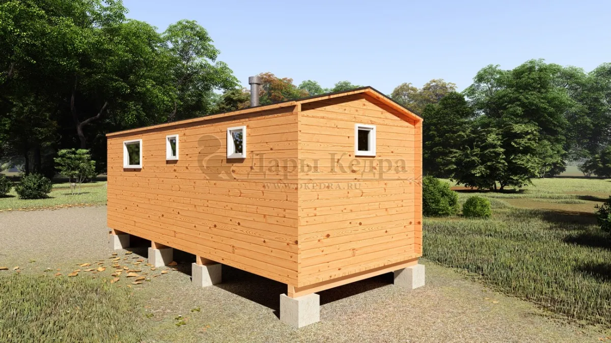 Каркасная баня «Барн» из кедра 6х2,2 метра