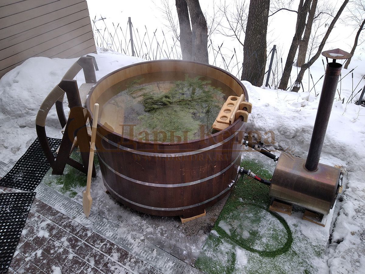 Японская баня (Фурако) круглая из кедра с внешней печью