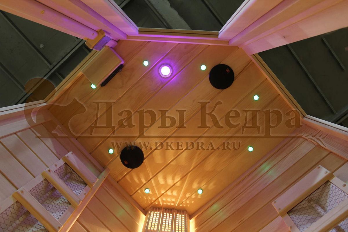 Двухместная угловая инфракрасная сауна кабина из кедра с керамическими излучателями
